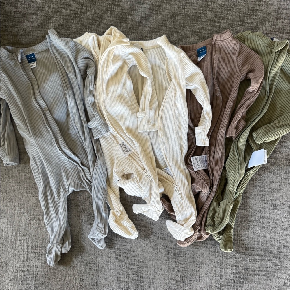 Old Navy Kids One Pieces Footies - Gray, Cream, Brown, Green